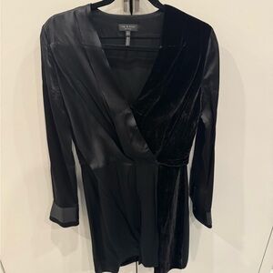 Rag & Bone Black Satin Velvet Wrap Dress